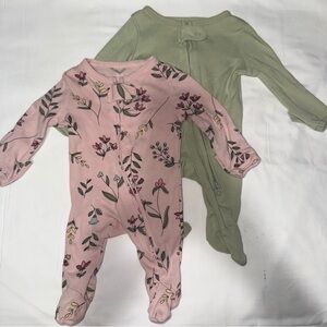 Floral Pink and Green Kids One Piece Set